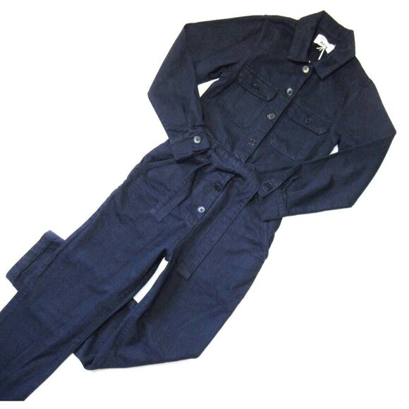 NWT Reformation Kendall Boiler Jumpsuit in Navy Blue Belted Denim Coverall 2 - Picture 2 of 7